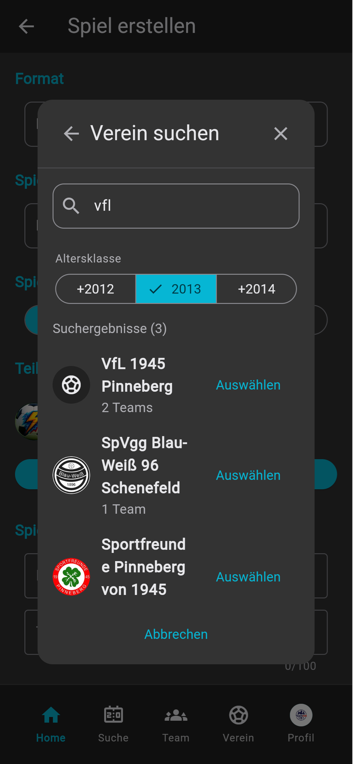 Teamsuche